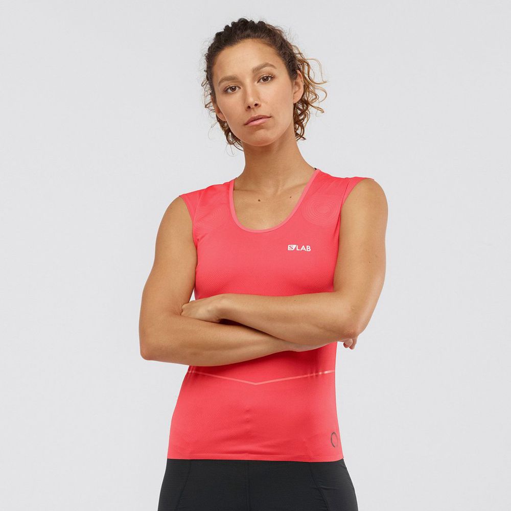 Salomon Singapore Womens Tank - S/LAB NSO SL Orangered | 98064-DAZF